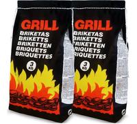 6kg de Charbon de bois pour BBQ - 2x Sac de 3kg Briquettes à Barbecue - Braises longue durée - Grill Jardin Terrasse