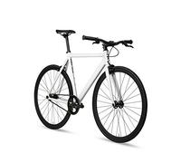 6KU Vélo de Piste Urbain Fixie à pignon Fixe en Aluminium, Blanc Vif, 58 cm/L
