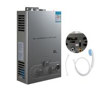 6L/8L chauffe-eau instantané à gaz,16KW chauffe-eau instantané au GPL, température maximale de l'eau chaude 75 ℃/167 ℉, connexion G 1/2", sortie de tuyau d'échappement φ 4,5" (6L)