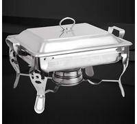 6L Chafing Dish Récipient chauffant avec poignée Chauffe-plats Acier inoxydable Chauffe-repas carré Réchaud pour buffet Catering Party