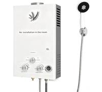 6L Chauffe-eau à Gaz,12KW,6L/min,Instantané Chauffe Bain à Gaz Propane ou Butane,Blanc,Chaudière Instantanée à GPL avec Mode Hiver et Mode été pour Maison Camping Caravane