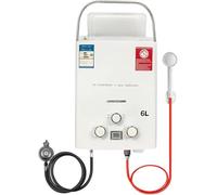 6L Chauffe Eau Gaz, 12KW Chauffe eau Instantané, Chauffe eau Camping Car, Chauffe Eau Portable pour Propane(28-30mbar)/Butane(37-50mbar), pour Camping, RV Voyage, Hiver et Été (Blanc)