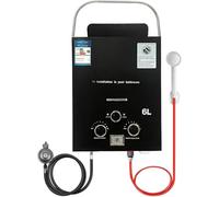 6L Chauffe Eau Gaz, 12KW Chauffe eau Instantané, Chauffe eau Camping Car, Chauffe Eau Portable pour Propane(28-30mbar)/Butane(37-50mbar), pour Camping, RV Voyage, Hiver et Été (Noir)