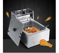 6L Friteuse électrique en acier inoxydable, Electric Fryer, Deep Fryer, avec panier, Indicateur d'alimentation et indicateur de