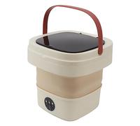 6L Mini Machine à Laver Portable Seau Laveuse Seau Pliable Automatique Mini Laveuse à Linge avec Moteur Haute Vitesse et Essorage Doux pour Camping Voyage et Usage Domestique (Couleur du café au lait)