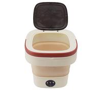 6L Mini Portable Seau Laveuse Pliable Automatique Mini Laveuse avec Soft Spin Dry 100 240V (Couleur du café au lait)