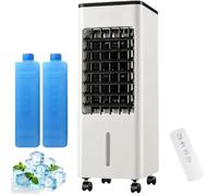 6L Refroidisseur d'air mobile avec télécommande,2026 Rafraîchisseur d'Air Évaporatif,ventilateur silencieux 3 Vitesses, 3 Modes, Oscillation 120°, 4 Sur Roulettes，Black - télécommande