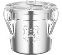 6L Seau à riz en acier inoxydable avec couvercle Seau de cuisine Récipient à céréales Récipient à vin Récipient de stockage Pince de verrouillage Récipient à farine Récipient à eau (argent)
