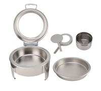 6L Stainless Steel Chafing Dish | Thickened Buffet Server with Visible Glass Lid | Round Food Warmer for Weddings/Events/Catering | Alcohol Heater Compatible (1 Full Size Pan)