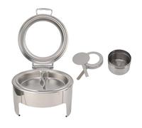 6L Stainless Steel Chafing Dish | Thickened Buffet Server with Visible Glass Lid | Round Food Warmer for Weddings/Events/Catering | Alcohol Heater Compatible (2 Compartment Pan)