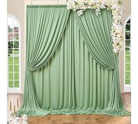6m×3m sans Rides Rideaux sur Fond Sage Vert pour la Fête de Mariage 4 Panneaux de Polyester Sage Vert de 1,5 m × 3m Fond théâtre décor Anniversaire Baby Party Nuptiale Douche Photographie