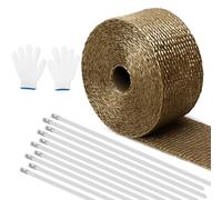 6M Bande Thermique Echappement Voiture，Isolant Thermique Bande En Titanium，Rouleau De Film De Chaleur D'Échappement，+1 Paire De Gants En Coton Doux ，10 Attaches En Acier Inoxydable