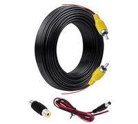 6M Cable Camera de Recul Double Blindage Amélioré pour Connecter Un Moniteur et Caméra de Recul, Vidéo Cable Rallonge Male Male avec 1 Adaptateur RCA Femelle Femelle et 1M d'alimentation DC Extension