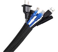 6m Cable Sleeving,10-20mm,Flexible Woven Cable Sleeving,Cable Management for Office,TV,Computer,PC,Cable Protection for Dog,Cat,Black