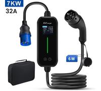 6m Chargeur EV 1 phase Type2 Courant réglable Câble de charge EV 10A/16A / 24A /32A 7KW Monophasé