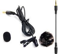 6M Micro Cravate avec Bonnette Anti-Vent , LVM3 Lavalier Lapel Microphone pour Appareil Photo Sony Canon Caméscopes Caméras Vidéo, Apple iPhone Android Smartphone PC