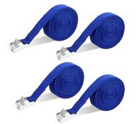 6M Sangle d'arrimage, 4 Pieces Sangles de Serrage à cliquet en Une Partie, Sangle à Griffe avec Boucle de Serrage, Capacité de Charge 250kg, pour Transport de Vélo Moto Bagage, Bleu