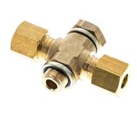 6mm & G1/8'' Te de compression en laiton avec filetage mâle 150 bar Acier zingue, avec insert NBR DIN EN 1254-2
