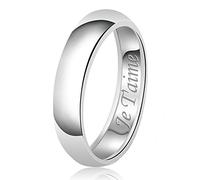 6mm Je T'aime Gravé Classique en Argent Fin Plaine Mariage Bague, Taille 63.5