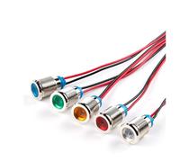 6mm LED Metal Indicator Light Signal Lamp With Wire 3V 6V 12V 24V 110V 220V Red/Yellow/Blue/Green/White Metal button NWPNLXEA(12V-24V Red)