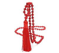 6MM Mala Beads Necklace Natural Turquoise Stone Meditation Statement Necklace Japa Yoga Rosary Prayer Charm Beaded Tassel Necklace