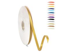 6mm Or Du Tyran Fin Ruban Satin pour Emballage Des Cadeaux,95 mètres Polyester Rubans pour Bouquets,Ballon,Couture,Nœuds,Gâteau,Satin Ruban Roll pour Décoration de Mariage/Anniversaire/Noël/Fête