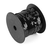 6mm Sequin String 100 Yards | Flat Round Shiny Trim for Sewing/Costumes/Crafts | DIY Sequin Line for Clothing & Hair Accessories | PVC Material, Multi - Color Options (Black)