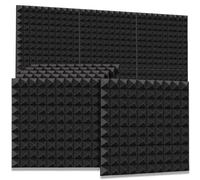 6Pack 50x50x5cm mousse acoustique Studio insonorisé traitement d'absorption isolation phonique éliminer les panneaux d'écho Pour l'atténuation du son(Black)
