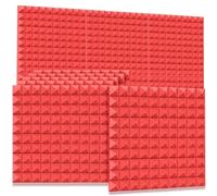 6Pack 50x50x5cm mousse acoustique Studio insonorisé traitement d'absorption isolation phonique éliminer les panneaux d'écho Pour l'atténuation du son(Red)
