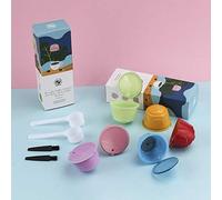 6PACK Colorfull Capsules Rechargeables à Café Filtre de Café Réutilisables by i Cafilas Compatibles avec les Machines Nescafe Dolce Gusto avec 2 Cuillère à Café et 2 Brosse à Nettoyer