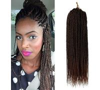 (6Packs, 45.7cm) Sénégalais Twist Crochet de Cheveux Extensions de Cheveux Tressés Synthétiques Petit Havana 2X Twist Braids Haute Température Fibre cheveux 30Stands / Pack (T30#)