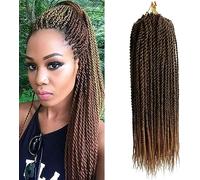 (6Packs, 45.7cm) Sénégalais Twist Hair Crochet Braids Bouclé Extensions de Cheveux Tressage Synthétique Petit 2X Twist Braids 30Stands / Pack (T27#)