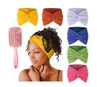 6pacsk Acssart Headbands,Printed Cross Yoga Headband,Wide Boho Headbands,wist Headband for Women,Criss Cross Wide Non Slip Soft Fabric,for Running Fitnes Sports (6Pcs-E)