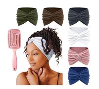 6pacsk Acssart Headbands,Printed Cross Yoga Headband,Wide Boho Headbands,wist Headband for Women,Criss Cross Wide Non Slip Soft Fabric,for Running Fitnes Sports (6Pcs-B)