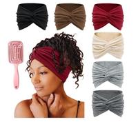 6pacsk Acssart Headbands,Printed Cross Yoga Headband,Wide Boho Headbands,wist Headband for Women,Criss Cross Wide Non Slip Soft Fabric,for Running Fitnes Sports (6Pcs-A)