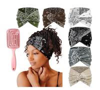 6pacsk Acssart Headbands,Printed Cross Yoga Headband,Wide Boho Headbands,wist Headband for Women,Criss Cross Wide Non Slip Soft Fabric,for Running Fitnes Sports (6Pcs-G)