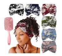 6pacsk Acssart Headbands,Printed Cross Yoga Headband,Wide Boho Headbands,wist Headband for Women,Criss Cross Wide Non Slip Soft Fabric,for Running Fitnes Sports (6Pcs-F)