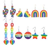 6Paires Arc en Ciel Fierté Boucles D'Oreilles Rainbow LGBTQ Boucles D'oreilles Pride Bijoux LGBT Accessoires Lesbian Gay Pride Accessoires Rainbow LGBTQ Lesbian Pride Boucles D'Oreilles