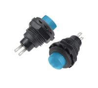 6pc 12mm Round Head Self Resetting Lockless Switch 2A 125VAC DS-502 Short Button Switch Normally Open Blue