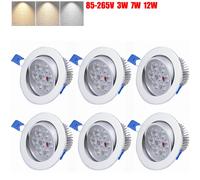 6Pc 7W Led encastrables Lampes de cuisine Blanc chaud 230V Lampes d'armoire Lampes de vitrine Rondes Haute luminosité Spots Led Encastrés, Blanc chaud