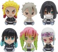 6pc Anime Demon Slayer FiguresTanjiro Nezuko Inosuke Zenizu Q Version Sitting Action Figure Kimetsu No Yaiba Model Toys Ghost Doll