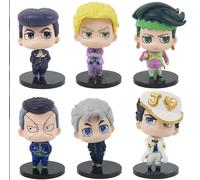 6pc JoJo's Bizarre Adventure Action Figures Kujo Jotaro Higashikata Josuke Rohan PVC Model Dolls