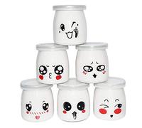 6pc Pot Yaourt en Verre avec Couvercles hermétiques 200 ML/136 GR Pot Yaourt pour yaourtiere Multicuiseur Thermomix, SEB, Cookéo