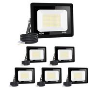 【6PCS】100W Projecteur LED Exterieur 10000LM IP66 Imperméable spot led exterieur Super Brillant Eclairage Extérieur Blanc Chaud(3000k) Sécurité spot led pour stades, usines, Parking, garage, jardi
