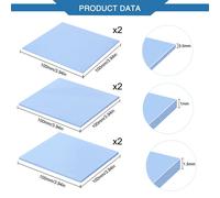 6pcs 100x100mm Silicone Thermal Pads with Thermal Conductivity 6.0W/mk,Each Thickness 0.5/1/1.5mm Thick Silicone Thermal Conductors,for SSD CPU GPU LED IC.[E1301]