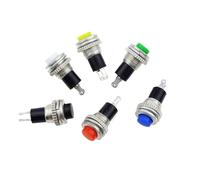 6Pcs 10mm DS-316 Self-reset Push Button Switch Momentary 1A/125VAC 2PIN 6Color NWPNLXEA(Mixed colors)