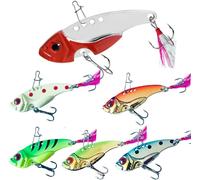 6pcs (12g) 3d Eye Fishing Bait,Hard Fishing Vib,Metal Bait Vib,With Tail Hair,With Pins,Double Hook Design.