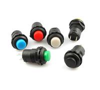 6PCS 12MM DS-428/427Round Button Switch with Lock Self-locking No Lock Self Reset Button Red Green White Yellow NWPNLXEA(Color mixing reset)