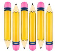 6Pcs 26, 7 pouces Crayon Gonflable, Ballons Crayon Géants Jaunes en PVC Décoration de Fête de Remise des Diplômes Gonflable Retour à l'École pour Accessoires Photo d'école, Prix Classe, Jaune