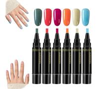 6PCS 3 In 1 Gel Nail Polish Pens,3 en 1 Stylos à Vernis à Ongles,36 Couleurs Vives 8ml, Séchage Rapide Résistant à l'Écaillage Durable, Facile à Utiliser pour Nail Art DIY à la Maison (6Color E)